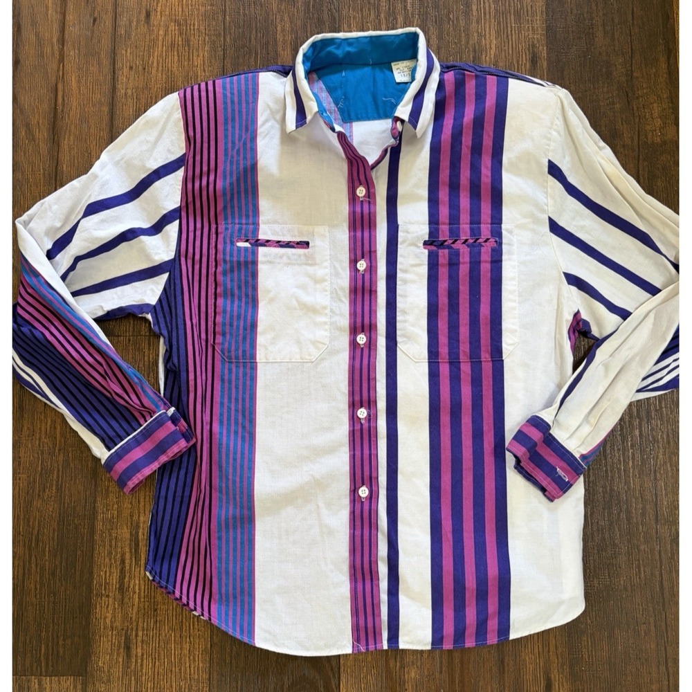 Women's Wrangler Shirt Multicolor Striped Western 13/14 Ranch Shoulder Rodeo USA